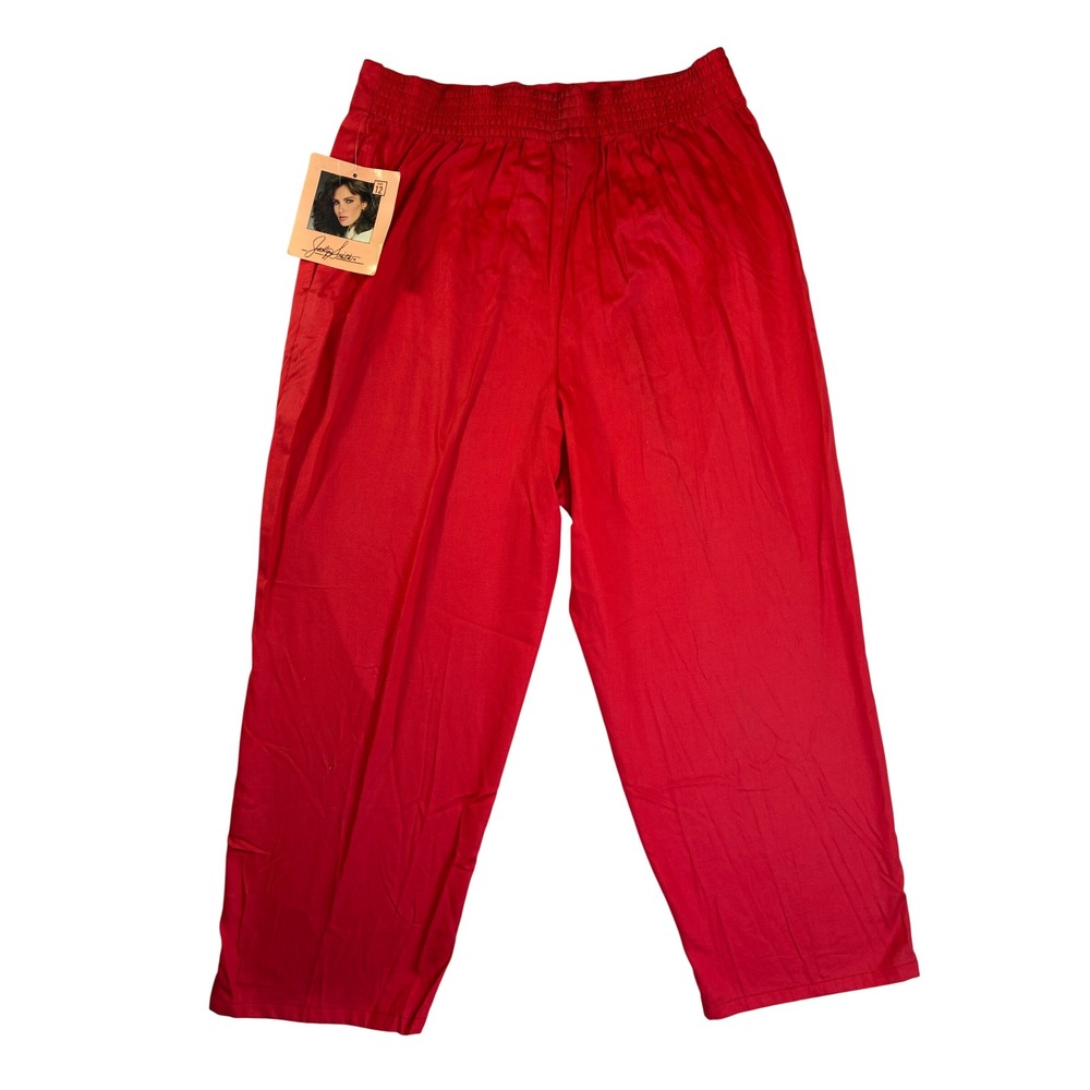 NWT Vintage Jaclyn Smith Red High Waisted Pleated Pants Elastic Waist Size 12